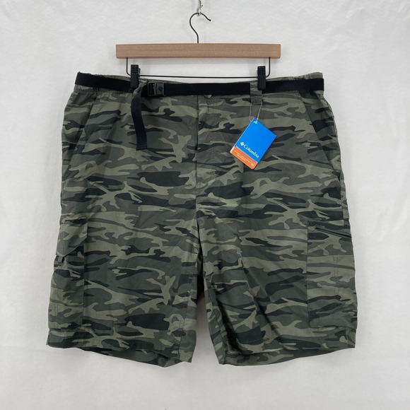 Columbia Silver Ridge Printed Cargo Short Mens 42 Green Camouflage Hiking Belted - Picture 1 of 16